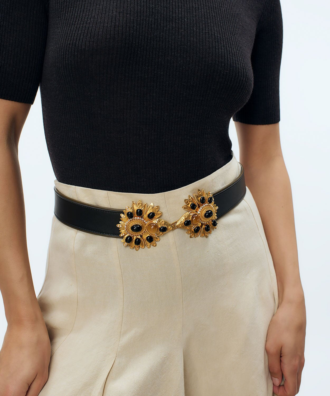 Desert Rose Leather Belt Sonia Petroff 