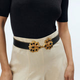 Desert Rose Leather Belt Sonia Petroff 