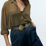 Desert Rose Leather Belt Belt Sonia Petroff 