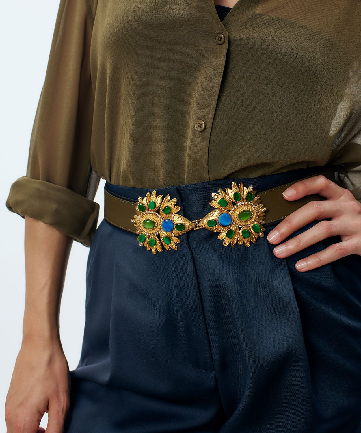 Desert Rose Leather Belt Belt Sonia Petroff 