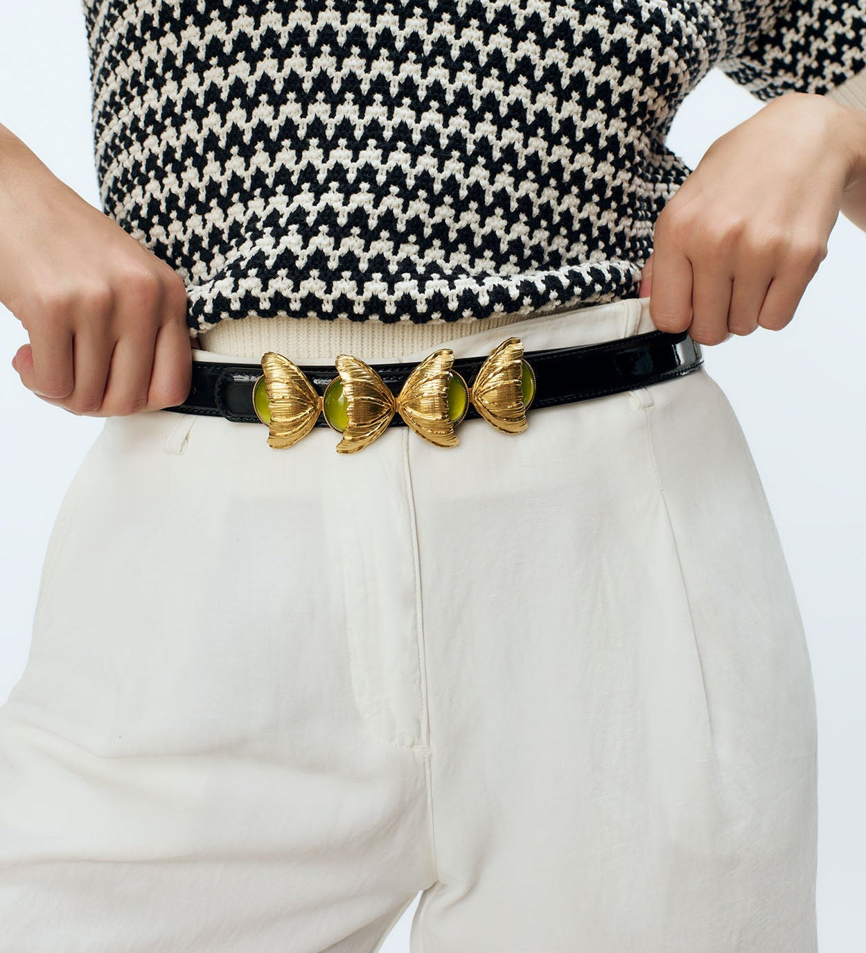 Retro Flower Patent Belt Sonia Petroff 