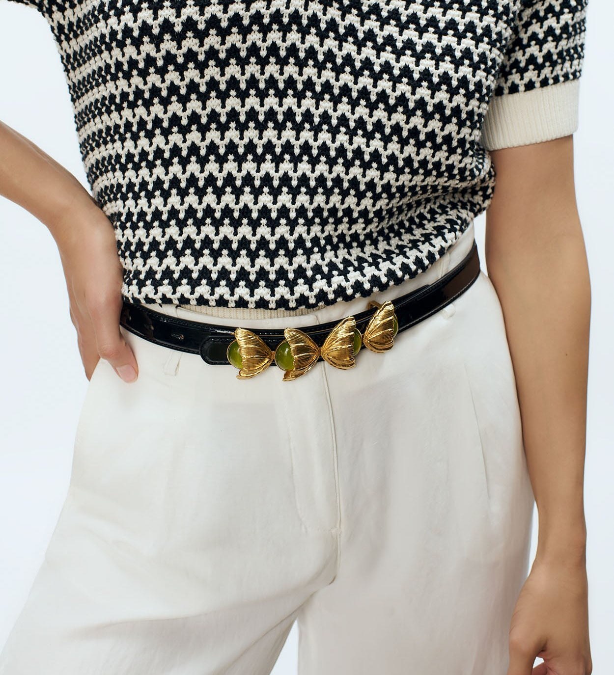 Retro Flower Patent Belt Sonia Petroff 