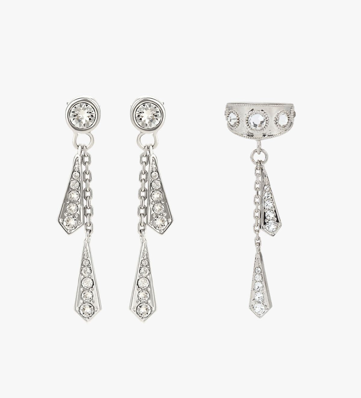 Cascata Drop Ear Cuff and Earring Set - Silver Sonia Petroff 