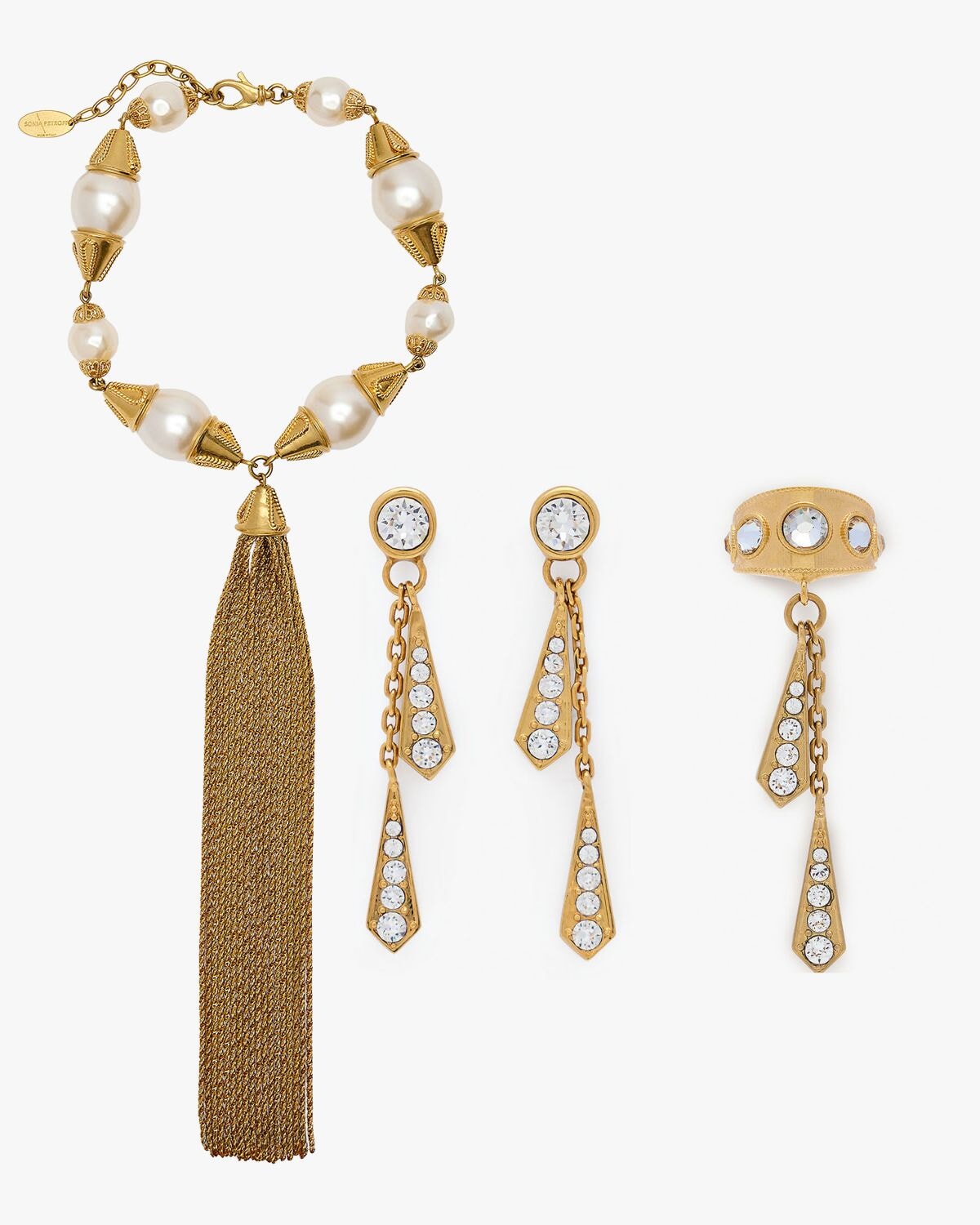 Cascata Necklace Drop Ear Cuff and Earring Set - Gold Sonia Petroff 