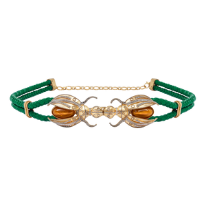 Load image into Gallery viewer, Green Scarab Statement Belt Sonia Petroff S/M 70cm to 85cm gb 
