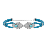 Blue Silver Dragonfish Statement Belt Sonia Petroff S/M 70cm to 85cm gb 