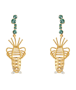Emerald Lobster Pierced Earrings Sonia Petroff gb 