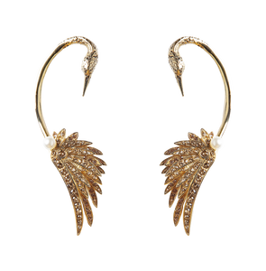 Gold Swan Luxury Earrings Sonia Petroff Pair gb 