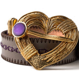 Heart Leather Belt-Dark Grey (Black) Sonia Petroff 