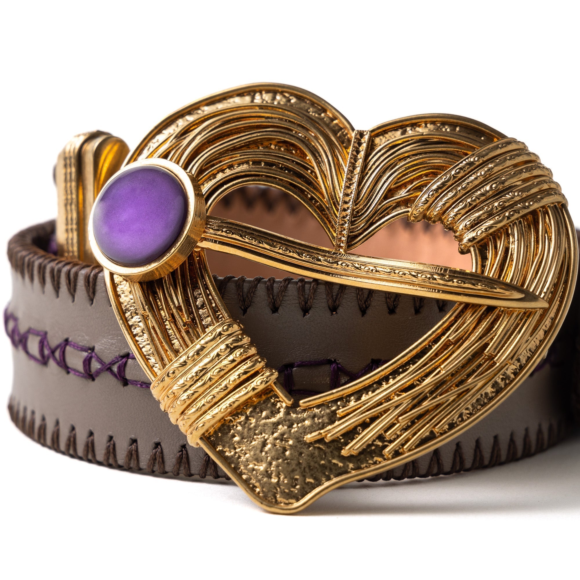 Heart Leather Belt-Dark Grey (Black) Sonia Petroff 