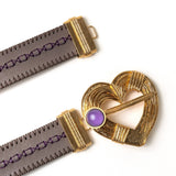 Heart Leather Belt-Dark Grey (Black) Sonia Petroff 