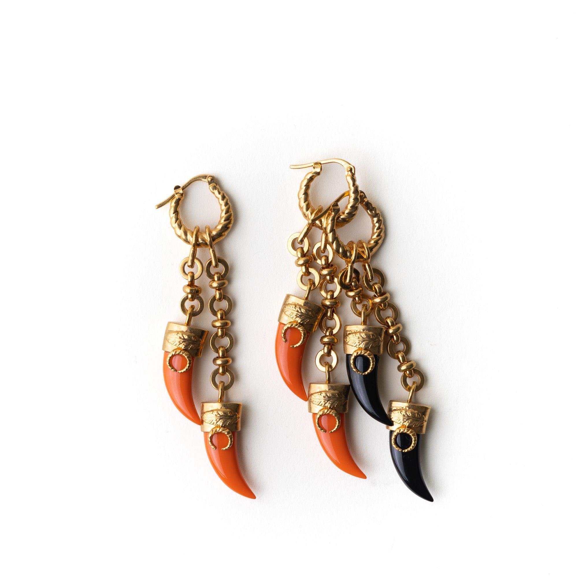 Kabila earring-ONE Earring only-coral or onyx Sonia Petroff 