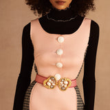 Pearl Gold Pink Swan Belt - Sample