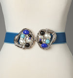 Load image into Gallery viewer, Blue Silver Blue Swan Statement Belt
