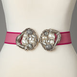 Pearl Silver Pink Swan Belt - Sample
