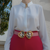 Pearl Gold Pink Swan Belt - Sample